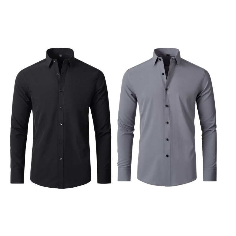 COMPRE 1 LEVE 2 | Camisa Social Ultra Elastech Anti amassados + Relogio de Brinde
