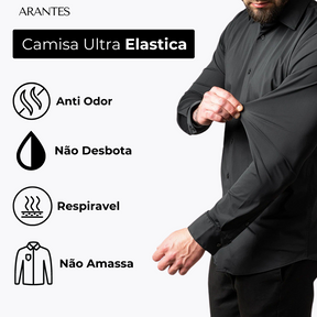 COMPRE 1 LEVE 2 | Camisa Social Ultra Elastech Anti amassados + Relogio de Brinde