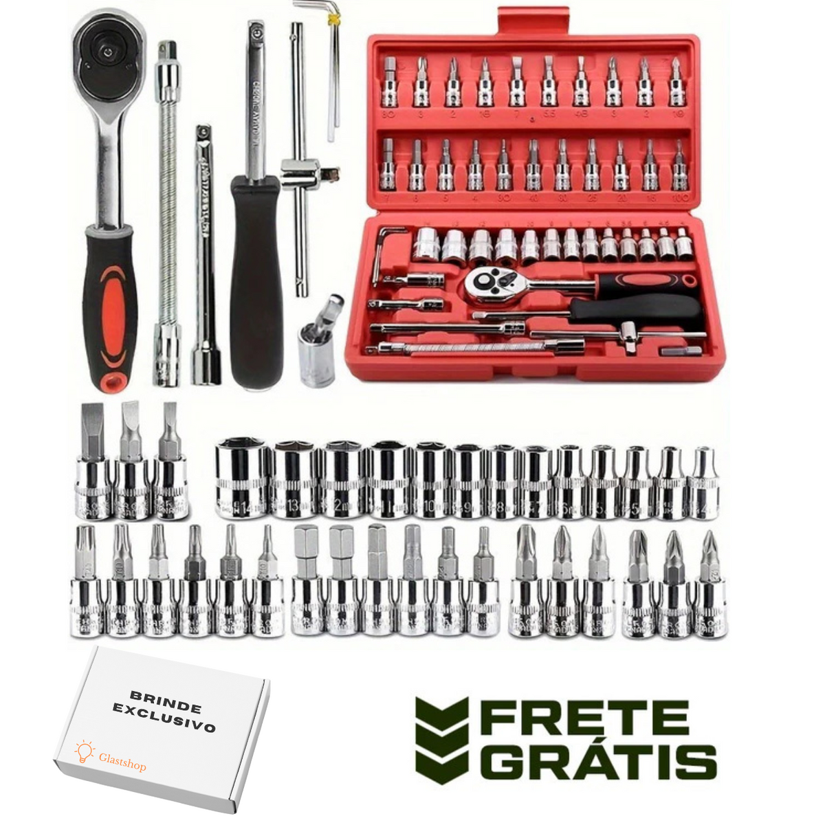 (ÚLTIMAS UNIDADES) Kit De Ferramentas 46/40 Peças com maleta - Jogo De Ferramentas Completo + BRINDE