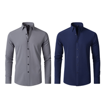 COMPRE 1 LEVE 2 | Camisa Social Ultra Elastech Anti amassados + Relogio de Brinde